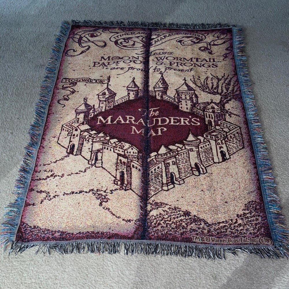 Harry Potter Marauders Map Woven Tapestry Throw Blanket Hogwarts 48x60